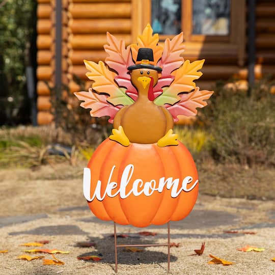 Glitzhome® 30" Thanksgiving Metal Turkey Yard Stake